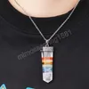 7 Chakra Sword Necklace Men Healing Natural Stone White Crystal Hexagonal Pendant Amulet Jewelry 2024 Nyårsgåva