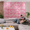 5D pink Rose Cloth Flower Wall Artificail Fabric Roll Up Hydrangea Floral Wall Wedding Backdrop Decor Hang Curtain Photo Props 036