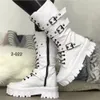 Botas marca de lujo mujer 2023 invierno pu plataforma de cuero moda encaje hasta punk gótico botines zapatos de trabajo casuales botines mujer 231201