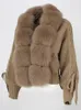 Women's Fur Faux OFTBUY 2023 Winter Women Casual Real Collar Fashion Short Warm Loose Knitted Jacket with Natural Placket Coat 231201