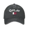 Ball Caps Niestandardowa bawełniana flaga Quatar i napis tytuł Baseball Cap Outdoor Women Men's Regulowanego Tato Hat Summer