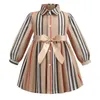 Robe à manches longues pour enfants, chemise rayée, robe de princesse pour filles, printemps et automne