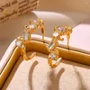 Stud Earrings Multicolored Zircon Aretes Geometric Hoops For Women C Shape Pendientes Multi- Piercing Jewelry Fashion Aros