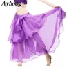 Stage Wear Ladies Chiffon Belly Dance Cake Skirt Large Swing Spiral Adult Dress Fashion Elegant Orental Performance Skrit