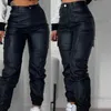 Women's Pants Capris Y2K Vintage Women Elegant Harajuku Streetwear Black Cargo Pants Motorcycle Pu Leather High Waist Harem Jogger Trousers Clothes T231202