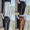 Abiti da uomo Pantaloni da uomo Abito vintage a vita alta Pantaloni stile business slim fit con tasche classiche in tessuto morbido e traspirante