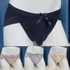 Underpants Sexy Mens Sissy Ice Silk Briefs Lace Seamless Bikini Calcinhas Soft Bow Underwear Super Elasticidade Thong Bugle Bolsa G-String