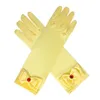 ヘアアクセサリーフラワーガールズホワイトチャームバースデーパーティーの子供の指のための長いサテン手袋