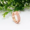 Cluster Rings Fashion Original 925 Silver Rose Color Spiral Triple Ring Clear CZ för kvinnor Bröllopsengagemang PAN DROP CHOCHOTAL