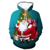 Męskie bluzy bluzy 2024 Choinka Święta Święta Santa Snowman Claus Blue Men Zima Zima 3D Print Pullover Bluza Plus Size Streetwear Ubranie 231201