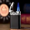 Two Turbo No Gas Lighter Windproof Unusual Funny Butane Metal Blue Cigar Lighters Gadgets For Men Gift Smoking Accessories
