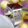 Anelli a grappolo Donna Vintage Strass rosso quadrato Matrimonio Fidanzamento Anello da dito Uomo Gioielli di moda Regalo di San Valentino Grande promozione