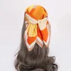 Lenços Mulheres Menina Vintage Lenço Geométrico Folha Neckerchief Bandana Faux Silk Headband Amarrado para Senhora Presente 27"