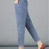 Jeans da donna Vintage a vita alta alla caviglia Blu Harem Pantaloni in denim elastico Donna grande Jogger Vaqueros Casual Baggy Spodnie