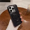 Ring Holder Plating Leather Phone Case for iPhone 15 14 13 12 11 Pro Max Sturdy Magnetic Invisible Bracket Car Mount Kickstand Back Cover Supporting Wireless Charging