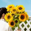 Decorative Flowers Sunflower Simulation Bouquet Ornament Dry Flower Fake Picnic Plastic Decoration Holding Pography Props