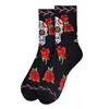 Женские носки, модные носки в стиле Харадзюку с черепом Rose Crew, унисекс, мужские, черные, хлопковые, в стиле ретро, в стиле бохо, хип-стрит, подарок, оптовая продажа