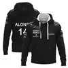 Men's Hoodies 2023/2024 New F1 Formula One Racing Team Sweatshirts Spring and Autumn Alonso 14 Stroll 18 3d Printed Road Women's Children's Street Zip Vhpe