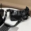 Evening Bags Trendy Y2K Korean Gothic Girl Black Hand Hobo Shoulder Tote For Women Harajuku Aesthetic Vintage Purse Crossbody Handbag