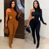 Kobiety Jumpsuits Rompers Solid Women Jumpsuits z rurką Top Sexy wycięcie golf jednym ramię długie rękawie chude kombinezon wiosna letnie rompers t231202