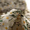Fabric and Sewing 1Meter Daisy Flower Embroidered Cotton Ramie Lace Material Width 125CM DIY Handmade Clothes Tablecloth Bag Accessories 231201