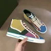 Ontwerpers sneaker hoge kwaliteit Luxe schoen Beige Blauw gewassen jacquard denim Dames Canvas Schoenen Tennis Ace Rubberen zool Geborduurde Vintage casual Sneakers