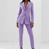 Pantaloni a due pezzi da donna 2023 Viola Vestito da donna Blazer Estate Abiti da donna Abbigliamento da ufficio Abiti da lavoro femminili (giacca pantaloni)