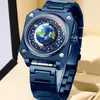 Armbanduhren Binbond Design Mode Blue Planet Zifferblatt Quarzuhr für Männer Edelstahl wasserdichte Herrenuhren Top Uhr