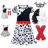Abiti da ragazza Jurebecia Crudelia Costume per ragazze Halloween Cosplay Dress Speckle Print Kids Fancy Party Dressing up Outfit 231202