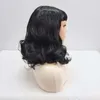 yielding New girl's natural and versatile wig with bangs on eyebrows black short curly wig cover high temperature silk wig cover