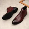 Bottes British Trend Hommes Véritable Cuir Véritable Style Crocodile Modèle Hiver Cheville Chaud Pour Homme