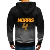 남자도 후드 2023/2024 새로운 F1 포뮬러 원 레이싱 팀 스웨트 셔츠 맥라렌 팬 Lando Norris Spring Autumn Print Zip Jackets Casual Gradient Coat YG0H