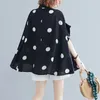 Kvinnors blusar sommarmode plus size gata urban stil chiffong tyg polka dot kortärmad skjorta lös casual lapel trend tops