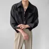 Chemises décontractées pour hommes Chemise à manches longues plissée de style abstinence pour hommes Automne Français Drapé Style paresseux Lâche Confortable Simple Solide