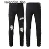 Nouveau 23ss Designer pile jeans européen violet jean hommes broderie quilting déchiré tendance vintage slim maigre marque de mode amirs hommes femmes pantalons