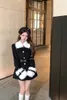 Kvinnor blandar japansk söt tjej elegant ullrockens höst och vinter päls krage Löst fit bältesjacka Fashion Kvinnliga kläder 231201