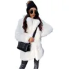 Cappotto lungo da donna in pelliccia sintetica autunno inverno Giacca da donna spessa cappotti caldi tessuto a blocchi tendenza bianco nero coreano Parka 231202