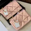 Womens Lambskin Pearly Pink White 19 Series Bags Classic Single Flap 25cm/30cm Purse Gold Turn Lock Luxury Designer Large Capacity Outdoor Sacoche Handbags