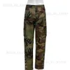 Spodnie damskie Capris Camuflage druk Patchwork Camo Flare Cargo Cargo Spodnie Kobiety przycisk wysokiej talii Kieszenie muchowe Buta But Spodni Fall Winter Streetwear T231202