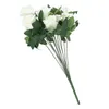 Decorative Flowers Artificial Roses With Long Stem Simulated Silk Real Looking Fake Bouquet For Valentine's Day Party Wedding Decor