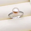 Cluster-Ringe, einfacher Perlenring, 7–8 mm, natürlicher Süßwasser-Damen-Silber-Mehrfarben-Zirkon, verstellbar