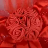 Dekorativa blommor Röd bröllop Brudbildekorationssats Artificial Flower Ball Ribbon Bows Garland Wrap Romantic