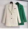 Designer's green suit jacket for women's spring and autumn 2023 new niche design, no iron early spring high-end suit top