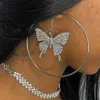 Charme Stonefans 9CM grand papillon boucles d'oreilles avec cristaux pour femmes élégant Piercing bijoux 231202