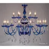 Lustres 6 têtes lustre en cristal bleu bougie lumière lampe en verre El chambre d'amis principale ElKTVPrivate hall d'exposition an