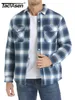 Men's Jackets TACVASEN Winter Plaid Cotton Jackets Mens Long Sleeve Quilted Lined Flannel Shirt Jacket Multi-Pockets Outwear Hiking Coats Tops 231201