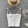 Women's Tanks Women Lace Camis With Straps No Chest Pad Bustiers Hidden Button Elegance Tank Top Sexy Sleeveless Corset Girl Summer Crop