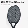 Tennisschläger Hoowan Blackshark Schläger Strandtennis Carbon 3K 12K 18K Professioneller Strandtennisschläger Solid Black Raue Oberfläche Weicher EVA-Kern 231201