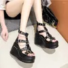 Sandaler Rivet Roman Women's 2024 Spring and Summer Tjock-Soled High-klack Open-Toe Fashion Punk Style Shoes