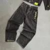 Mäns jeans y2k streetwear harajuku hip hop gothic överdimensionerad baggy retro svarta byxor män s hög midja bred benbyxor 231201
